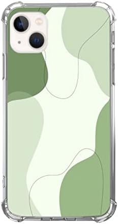 Oubliert Esztétikai Sage Green Line Art Esetben Kompatibilis az iPhone 13, Minimalista Absztrakt Zöld Foltok az iPhone