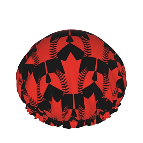 A Nők Újrafelhasználható Szakaszon Hem Szőr Kalap Kanadai Maple Leaf Baseball Dupla Réteg Vízálló Zuhanysapka Fürdő