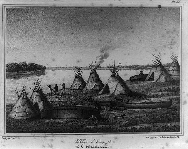 HistoricalFindings Fotó: Kilátás Észak-Amerika Falu Ottowa. ILE de Michilimakinac 1842