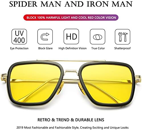 AIEYEZO Tony Stark Napszemüveg Vintage Tér Fém Keret, Szemüveg, a Férfiak a Nőket - a vasember Edith napszemüvegek