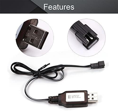 Fielect 6V 250mA USB Töltő Kábel SM-2P Csatlakozódugó, hogy az RC Autó Ni-MH, Ni-CD Akkumulátor