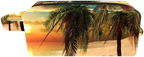 TBOUOBT Kozmetikai Táskák, Smink, Női Táskák, Kis Smink Tok Utazás Táskák, Ocean Beach Palm Tree Naplemente