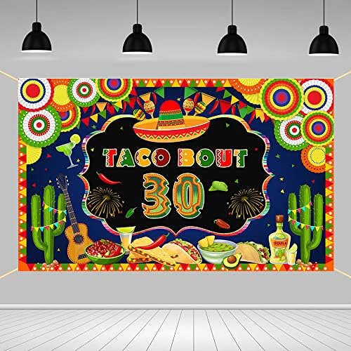 AIBIIN 6x4ft Taco 30 Hátteret Fél Boldog 30 éves Banner Fotózás Fiesta Mexikói Kaktusz 30-án Szülinapi Dekoráció Háttérben