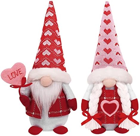 CRCZK Valentin Nap Gnómok Plüss Dekor, 2 Csomag Mr & Mrs Kézzel készített tomte barátja svéd Gnome, Valentin decorationes