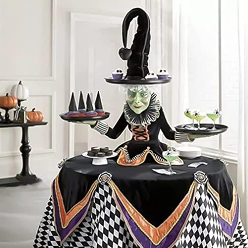 Halloween Boszorkány Asztali Szerver,Harlequin Terítő Cupcake Kijelző Állni, Halloween-Kellékek