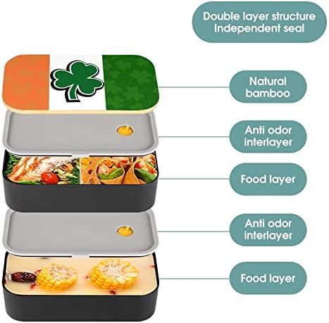 Az ír Zászló Shamrock Minta Bento Ebédet szivárgásmentes Bento Box Élelmiszer-tartály, 2 Rekesz Irodájában Dolgozik