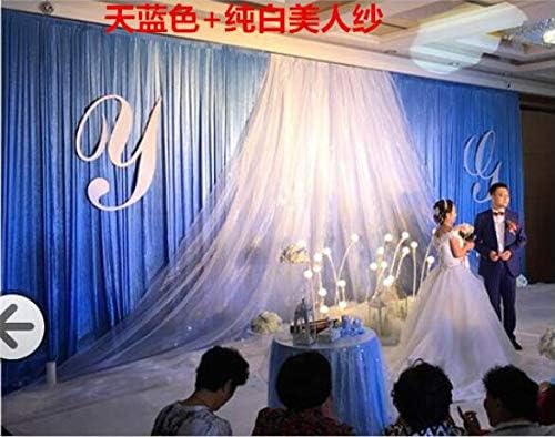 20x10ft Luxus Esküvői Színpadon Selyem Hátteret Háttér Függöny Szépség Fonal Géz Dekoráció (Royal Kék+Fehér)