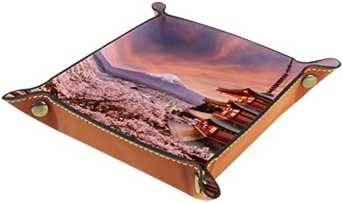 Tacameng Tároló Doboz Kicsi, Fujiyoshida Japánban Chureito Pagoda, valamint a Mt, Bőr Őrzött Tálca Asztali Tároló Szervező