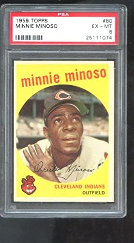 1959 Topps 80 Minnie Minoso PSA 6 Osztályozott Baseball Kártya MLB Cleveland indians