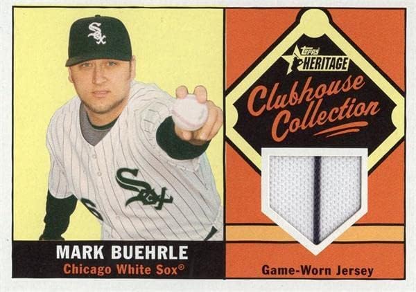 Mark Buehrle játékos kopott jersey-i javítás baseball kártya (Chicago White Sox) 2010 Topps Örökség Klubház Gyűjtemény