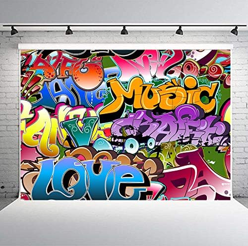 PHMOJEN 5x3ft Graffiti Stílus Hátteret, Poliészter 80-as 90-es Témájú Bulit Hátteret Fotózás, Hip-Hop Stúdió Kellékek