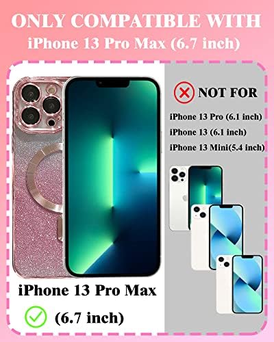 Duzdxn Kompatibilis az iPhone 13 Pro Max Telefon Esetében Mágneses Női Divat, Rózsaszín, Csillogó Borító Luxus Galvanizáló