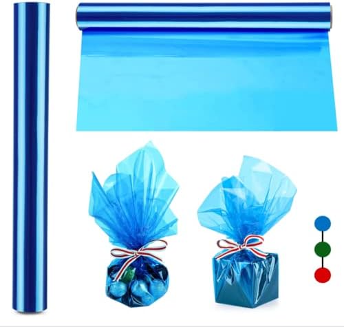 100ft Extra Széles Kék Celofán Wrap Roll (100ft. Hosszú x 17. Széles x 2,3 Millió Vastag) - Kék Átlátszó Celofán Roll