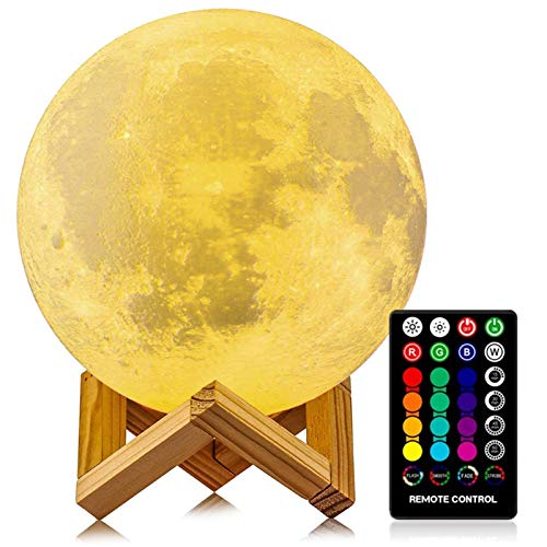 LOGROTATE Hold Lámpa, Hold Fény, a 3D Nyomtatás LED, 16 színű Éjszakai Fény állvánnyal, Szülinapi, Karácsonyi Díszítő