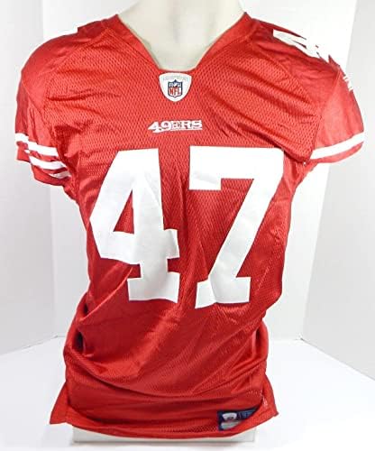 2010-ben a San Francisco 49ers 47 Játék Kiadott Piros Mez 46 DP28817 - Aláíratlan NFL Játék Használt Mezek