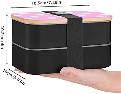 Rózsaszín Pöttyös Ebéd Bento Box Korszerűsített Állítható Pánt,Összerakható Újrafelhasználható Szivárgásmentes Élelmiszer-Tartály,