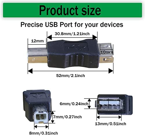 LGDehome USB 2.0-EGY Nő-USB B a Nyomtatás Férfi Adapter Átalakító,USB AF/BM Adapter, Típus Női-USB B a Nyomtatás Férfi