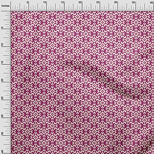 oneOone Bársony Fuschia Rózsaszín Anyagból Ázsiai Blokk Nyomtatás Geometriai Varrás Kézműves Projektek Szövet képeket