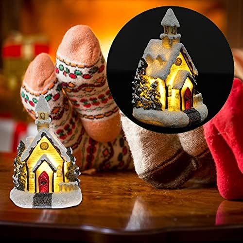 1db 3 Karácsonyi Gyanta Ház Meleg LED Karácsonyi Falu Házak Téli karácsonyfa Ünnepi Dekoráció (a Gomb Elem)