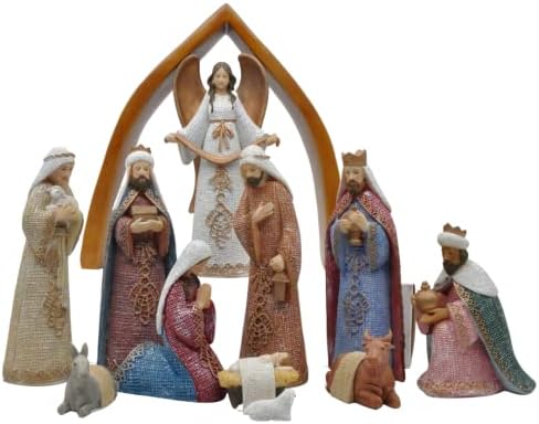 Kényelmes Óra Hit, Remény Gyűjtési kis Jézus, a Szent Család, Angyal, Karácsonyi Betlehem Figura, Készlet 11 Db, Polyresin