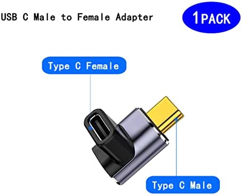 rgzhihuifz 90 Fokos USB-Férfi C-USB-C Női Adapter, 1 Csomag C-Típusú, Fel-Le, derékszögű, 40Gbps PD 100W Gyorsan Töltő