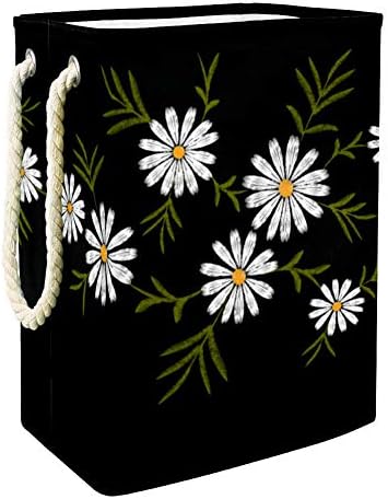 Inhomer Daisy Hímzés Nyomtatás Textúra Virág, 300D Oxford PVC, Vízálló Szennyestartót Nagy Kosárban a Takaró Ruházat,