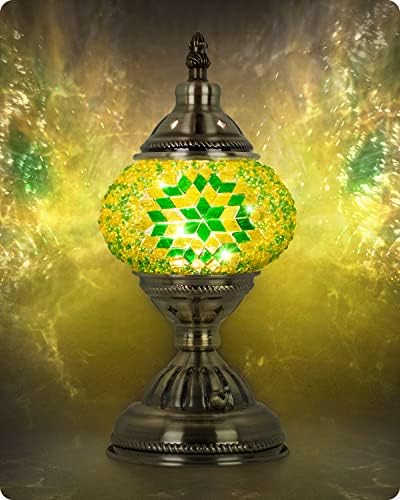 Yarra-Dekor török Marokkói Lámpa Bronz Bázis Kézzel készített Tiffany Üveg Mozaik Lámpa Hordozható Éjjeli Lámpák Újratölthető