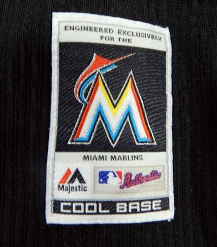 2014-16 Miami Marlins Wilfredo Gimenez 19 Játékban Használt Fekete Jersey ST BP 48 48 - Játék Használt MLB Mezek