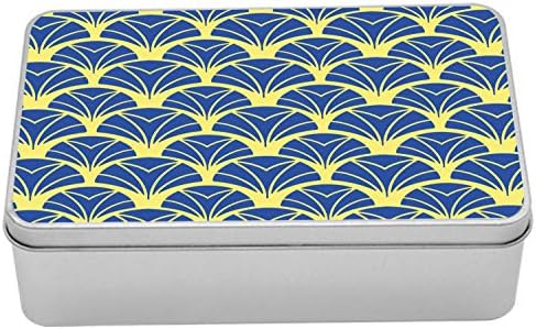 Ambesonne Art Deco Fém Doboz, Ismétlődő Absztrakt Modern Kor Tervezési Ötletek Bicolored Levelek Nyomtatás, Többcélú