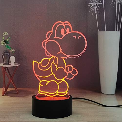Yoshi 3D Éjjeli Lámpa, Yoshi 16 Színek Asztal asztali Lámpa Dekoráció, Smart Touch & Távirányító Hálószoba Éjjeli Lámpa