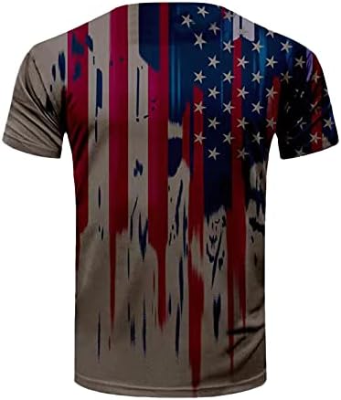 WENKOMG1 Férfi Amerikai Rövid Ujjú Felső Stars and Stripes T-Shirt július 4 Póló Alapvető USA Zászló Nyomtatás Alsóing