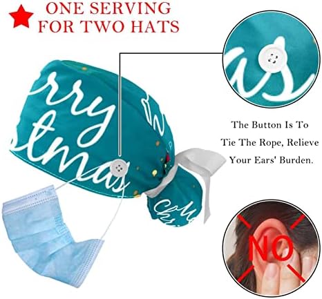 2 Csomag Állítható Működik a Caps Bouffant Kalap Gombok Rugalmas Nyakkendő Vissza Bozót, Női Kalapok a Férfiak Karácsonyi