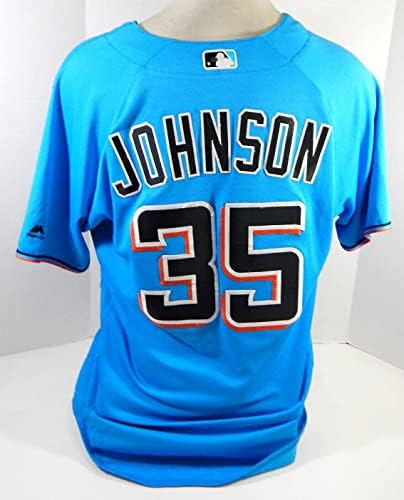 2019 Miami Marlins Johnson 35 Játék Használt, Kék Mez 46 DP22287 - Játék Használt MLB Mezek