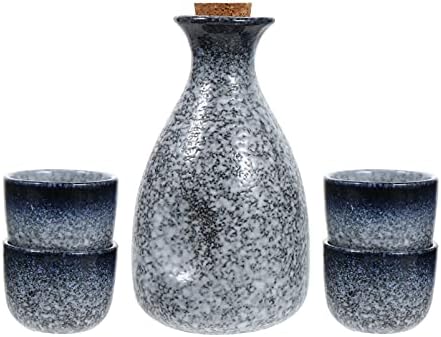 Cabilock Saki Pot Kerámia Érdekében Meghatározott Porcelán Érdekében Állítsa a Japán Szaké Bankot meg Derítő 4 Csésze