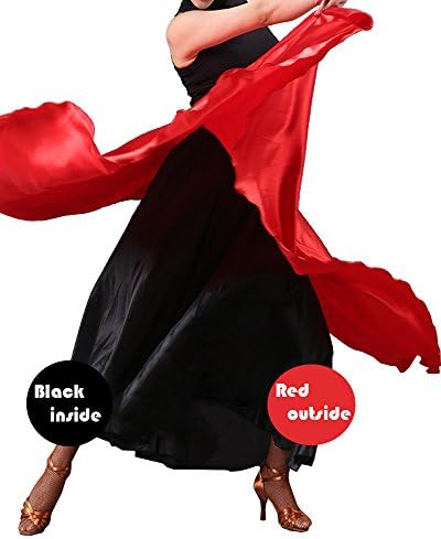 Spanyol Bika Tánc, Szoknya, Felnőtt Flamenco Két Réteg Szatén Cigány Ruha, Kívül Piros/Fekete Belső