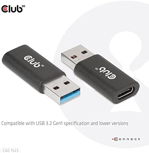 Club3D USB 3.2-USB-C 3.2 Férfi/Női Adapter Adapter Fekete