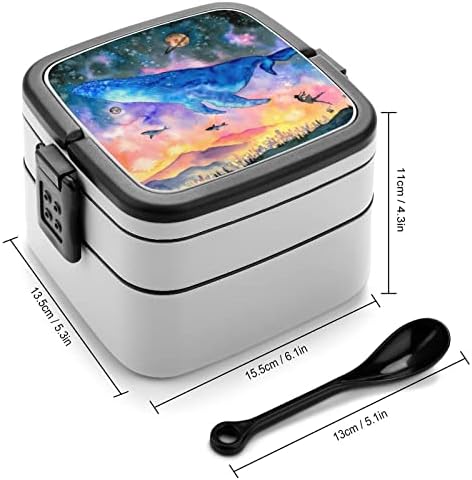 Bálna Búvárkodás Fantasy Tér Ebédet Hordozható Double-Layer Bento Box Nagy Kapacitású Ebéd Tartály Élelmiszer-Tartály