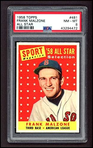 1958 Topps 481 All-Star Frank Malzone Boston Red Sox (Baseball Kártya) PSA a PSA 8.00 Red Sox