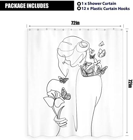 LIGHTINHOME szabó t. anna Egyszerű Nő a Virág, Pillangó zuhanyfüggöny Fekete-Fehér Művészi Vonal, Esztétikus, Modern,